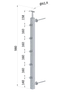 Nerezový sloup na francouzský balkón, boční kotvení, 5 řadový, pravý, vrch pevný, (40x40x2.0 mm), broušená nerez K320 /AISI304