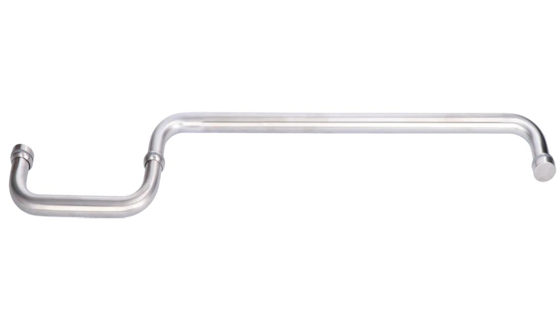 Madlo na dveře L-460mm, sklo 8-12mm, broušená nerez AISI304