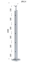 nerezový stĺp, vrchné kotvenie, 5 dierový priechodný, vrch pevný (40x40 mm), brúsená nerez K320 /AISI304
