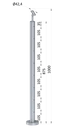 nerezový stĺp, vrchné kotvenie, 8 dierový na lanko, koncový, vrch nastaviteľný (ø 42.4x2mm), brúsená nerez K320 /AISI304