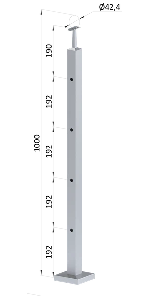 Nerezový sloup, vrchní kotvení, 4děrový průchozí - slide 0