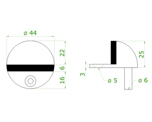 Nerezový doraz dveří s gumou (ø 44x25mm), broušená nerez K320 / AISI304 - slide 3