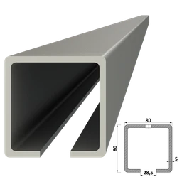 C profil 80x80x5mm pozink pre samonosný systém, v dĺžka 1-7m