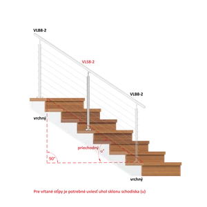 Nerezový sloup, vrchní kotvení, 8děrový, lanko, průchozí - slide 1