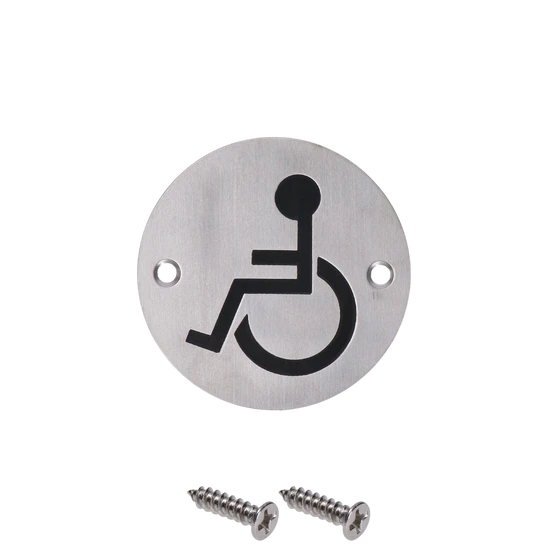 nerezový piktogram `Invalid`, okrúhly, rozmery: ø75x1.2mm, brúsená nerez K320 / AISI304