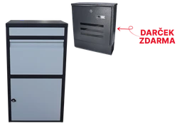 Box na balíky s prepadovou lištou, farba: čierno/biela
