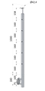 Nerezový sloup, boční kotvení, 5 děrový koncový, levý, vrch pevný (ø42,4x2 mm), broušená nerez K320 / AISI316