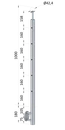 Nerezový sloup, boční kotvení, 5děrový koncový, levý