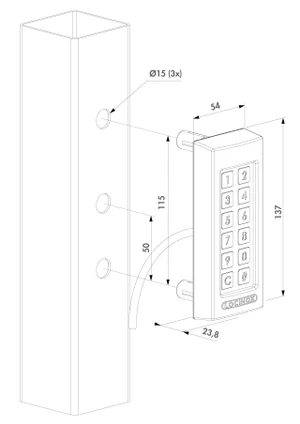 LOCINOX® klávesnica s LED podsvietením na 100 kódov, 2x relé, vyhrievaná, IP68, napájanie 10-26V AC/DC - slide 1