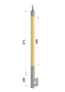 dřevěný sloup, boční kotvení, bez výplně, vršek nastavitelný (40x40mm), materiál: buk, broušený povrch s nátěrem BORI (bezbarvý)