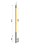 dřevěný sloup, boční kotvení, bez výplně, vršek nastavitelný (40x40mm), materiál: buk, broušený povrch s nátěrem BORI (bezbarvý)