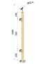 dřevěný sloup, vrchní kotvení, výplň: sklo, levý, vrch nastavitelný (ø 42mm), materiál: buk, broušený povrch s nátěrem BORI (bezbarvý)