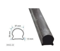 Madlovina dutá 57x54x1,5mm, vzor kůra,  délka 3 anebo 6m, cena za KUS