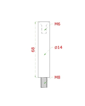 Čep ø14mm, L-68mm, broušená nerez AISI304 - slide 1