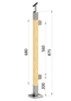 dřevěný sloup, vrchní kotvení, výplň: sklo, pravý, vrch nastavitelný (40x40mm), materiál: buk, broušený povrch s nátěrem BORI (bezbarvý)