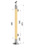 dřevěný sloup, vrchní kotvení, výplň: sklo, pravý, vrch nastavitelný (40x40mm), materiál: buk, broušený povrch s nátěrem BORI (bezbarvý)