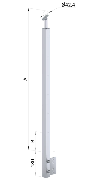 Nerezový stĺp,bočné kotvenie,6 radový M6,vnútorný,vrch nastaviteľný - slide 0