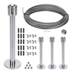 Montážní sada pro zelenou stěnu (průměr lanka 4mm) - Nerez - obsahuje potřebné množství komponentů na příslušející rozměr (příruby, lanka, nerezové spojky tvaru + a koncovky na lanko)