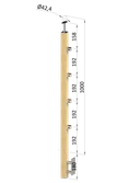 drevený stĺp, bočné kotvenie, 4 radový, priechodný, vnútorný, vrch pevný (40x40mm), materiál: buk, brúsený povrch s náterom BORI (bezfarebný) - slide 0
