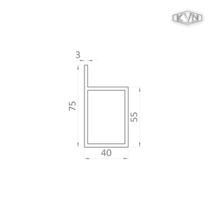 L profil uzavretý 40x55x75x6000mm, hrúbka steny 3 mm, materiál EN AW-6060 T66, prírodný hliník bez povrchovej úpravy, cena za KUS - slide 1