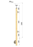 dřevěný sloup, boční kotvení, výplň: sklo, pravý, vrch pevný (ø 42mm), materiál: buk, broušený povrch bez nátěru