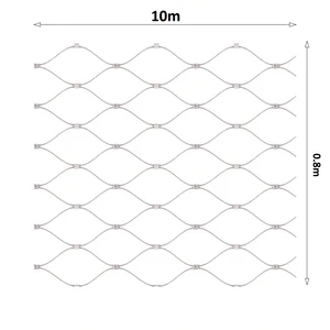 Nerezová lanková sieť, 0,8m x 10m (šxd), oko 60x104 mm, hrúbka lanka 2mm, AISI316 (V nerozloženom stave má sieť 11,92m) - slide 0