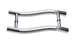 Nerezové madlo na dveře (355mm / ø 25mm), na sklo 8-12mm, leštěná / broušená nerez K320 /AISI304