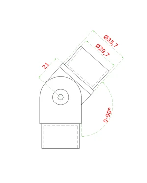 Spojka nastavitelná s kloubem na trubku ø 33,7 mm, broušená nerez K320 / AISI304 - slide 1