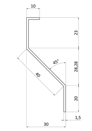 Z-profil-lamela L-3000mm, 23x40x20x1,5mm s vyztuženou hranou 10mm, zinkovaný plech, použití pro plotovou výplň v kombinaci s KU35Zn a profilem 35, 40mm nebo speciálem KJL70x34x55x2, cena za 3m kus - slide 2