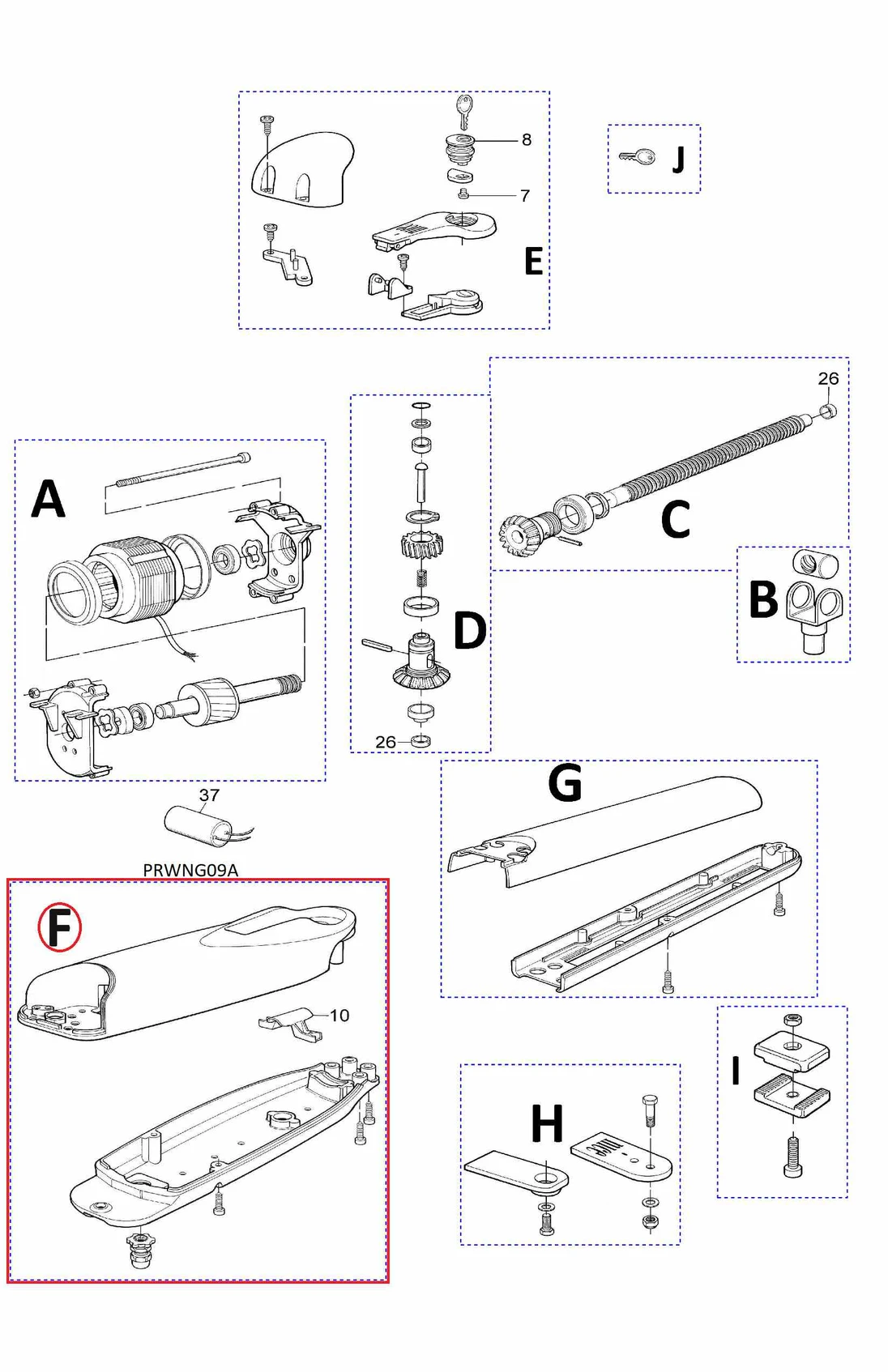 PRWNG09A kit krytu motora pre WG5KCE 220V