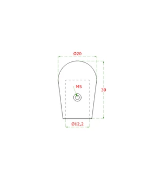 Ukončení (ø 20mm) na trubku ø 12mm, otvor ø 12.2mm leštěná nerez /AISI304 - slide 1