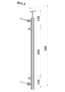nerezový stĺp, bočné kotvenie, výplň: plech, ľavý, vrch pevný, (ø 42.4x2mm), brúsená nerez K320 /AISI304