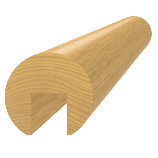 dřevěný profil (ø42mm/L:3000mm) s drážkou 17x20mm, materiál: buk, broušený povrch bez nátěru, balení: PVC fólie, necinkovaný materiál