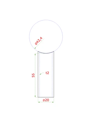 Prechod medzi stĺpom ø 42.4mm a kotviacou platňou, L:55mm - slide 1