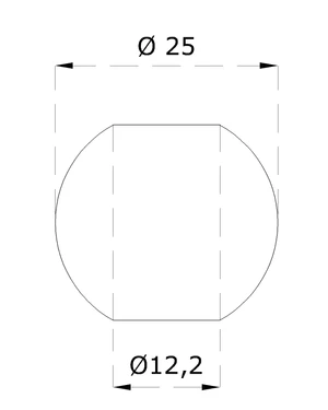 Koule průchozí ø 25 mm na trubku ø 12 mm, otvor ø 12,2 mm, broušená nerez K320 /AISI304 - slide 1