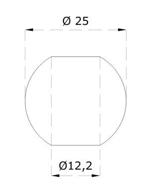 Guľa priechodná ø 25mm na trubku ø 12mm, otvor ø 12.2mm, brúsená nerez K320 /AISI304 - slide 1