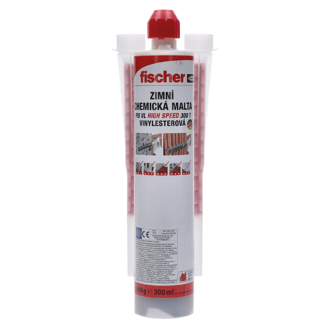 Vysokorýchlostná chemická injektážna malta FIS VL 300ml - výrobca fischer - je dvojzložková injektážna chemická malta na báze vinylesteru, +2x hrot