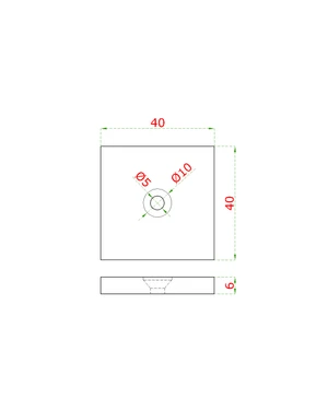 Podložka čtvercová spodní (40x40x6 mm / díra ø 10 / 5 mm), broušená nerez K320 / AISI304 - slide 1