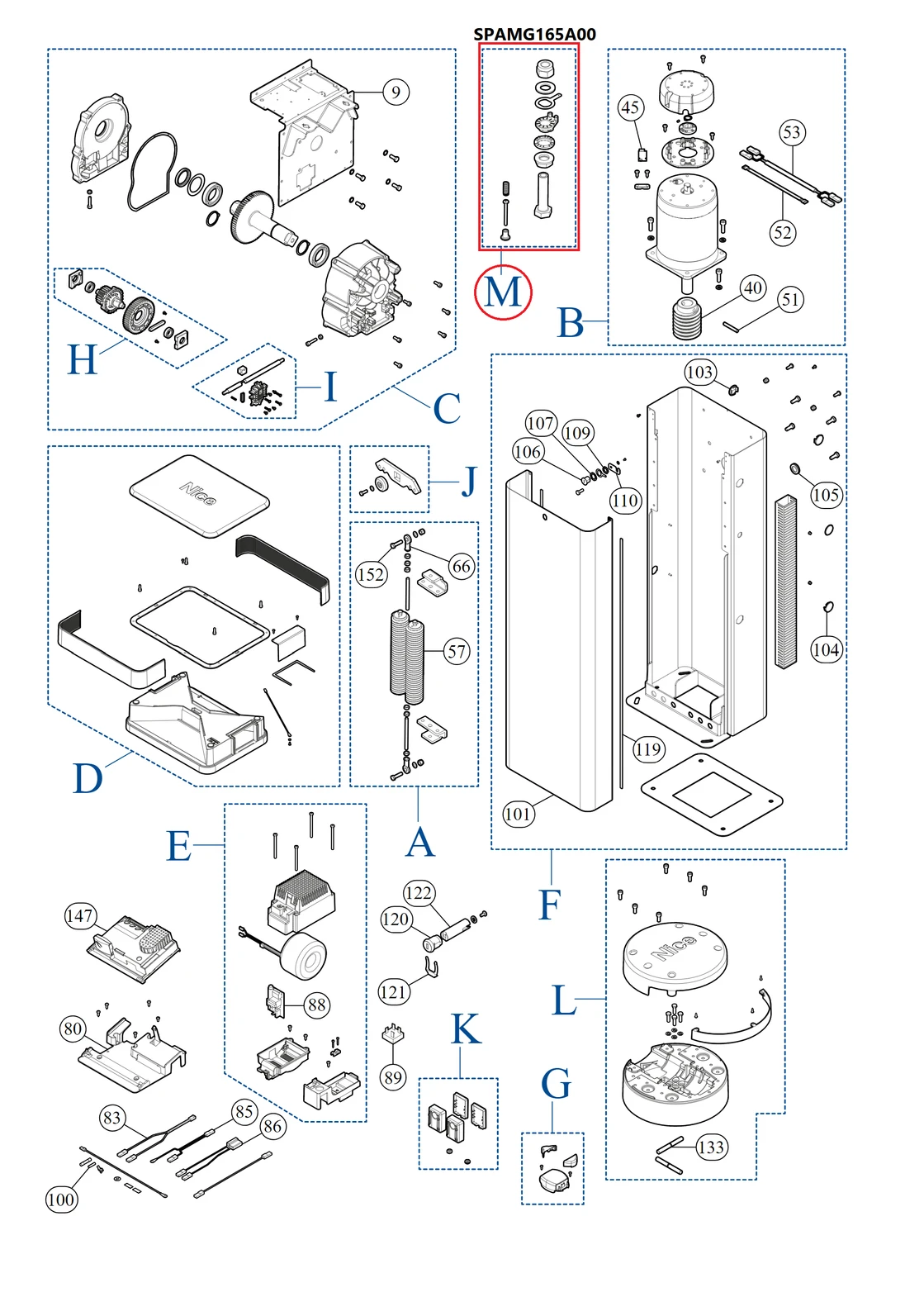 SPAMG165A00 kit - mechanická stopka pre Lbar