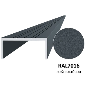 U profil 50x22mm, L-6000mm, práškový lak, struktura RAL7016 - slide 0
