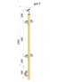 drevený stĺp, bočné kotvenie, výplň: sklo, priechodný, vrch nastavit. (ø 42mm), materiál: buk, brúsený povrch s náterom BORI (bezfarebný)