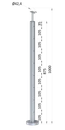Nerezový sloup, vrchní kotvení, 8děrový, lanko, koncový