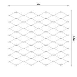 Nerezová lanková síť, 0,8x10 m (šxd), oko 50x50 mm, průměr lanka 2 mm, AISI316