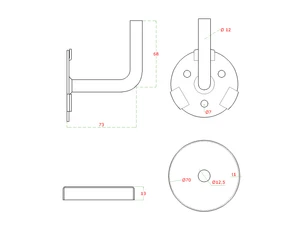 držiak madla na stenu navárací, odsadenie 73 mm, oceľ bez povrchovej úpravy - slide 2