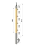 drevený stĺp, bočné kotvenie, 4 radový, priechodný, vnútorný, vrch nastaviteľný (40x40mm), materiál: buk, brúsený povrch bez náteru