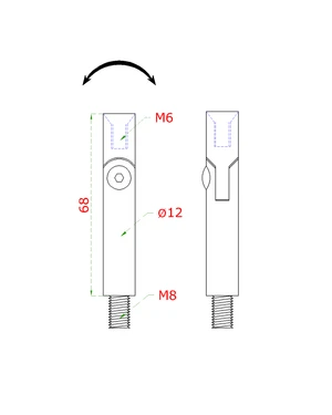 Čap s kĺbom ø12mm, L-68mm, leštená nerez AISI304 - slide 1