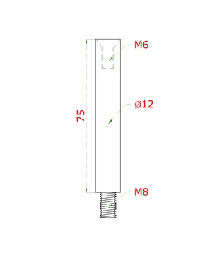 Čep ø12mm, L-75mm, leštěná nerez AISI304 - slide 2
