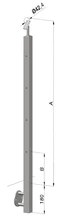 nerezový stĺp, bočné kotvenie, 4 dierový koncový, ľavý, vrch nastaviteľný (40x40mm), brúsená nerez K320 /AISI304