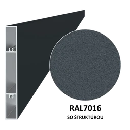 Profil 120x16mm, L-6000mm, práškový lak, štruktúra RAL7016