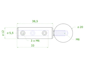 Úchyt pre nerezové lanko ø 5mm (61mm /ø 12/20mm), brúsená nerez K320 /AISI304 - slide 1